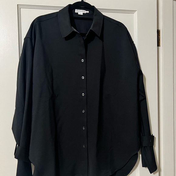 NWOT Good American Women’s sz 1/2 Oversized Black Casual Button-Down Shirt - Picture 1 of 3